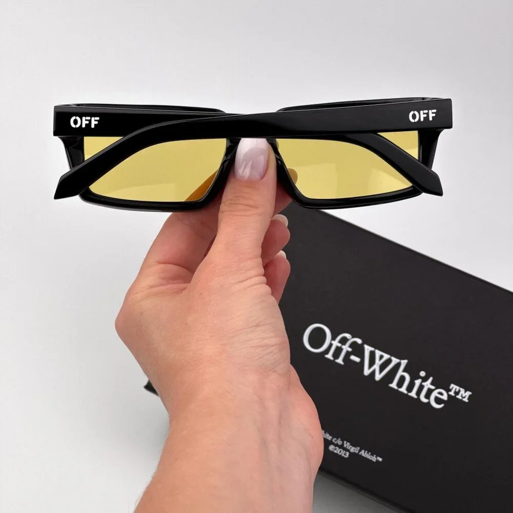 Off-White WARREN Men Sunglasses Black Square Yellow | Model OERI13A 1018
